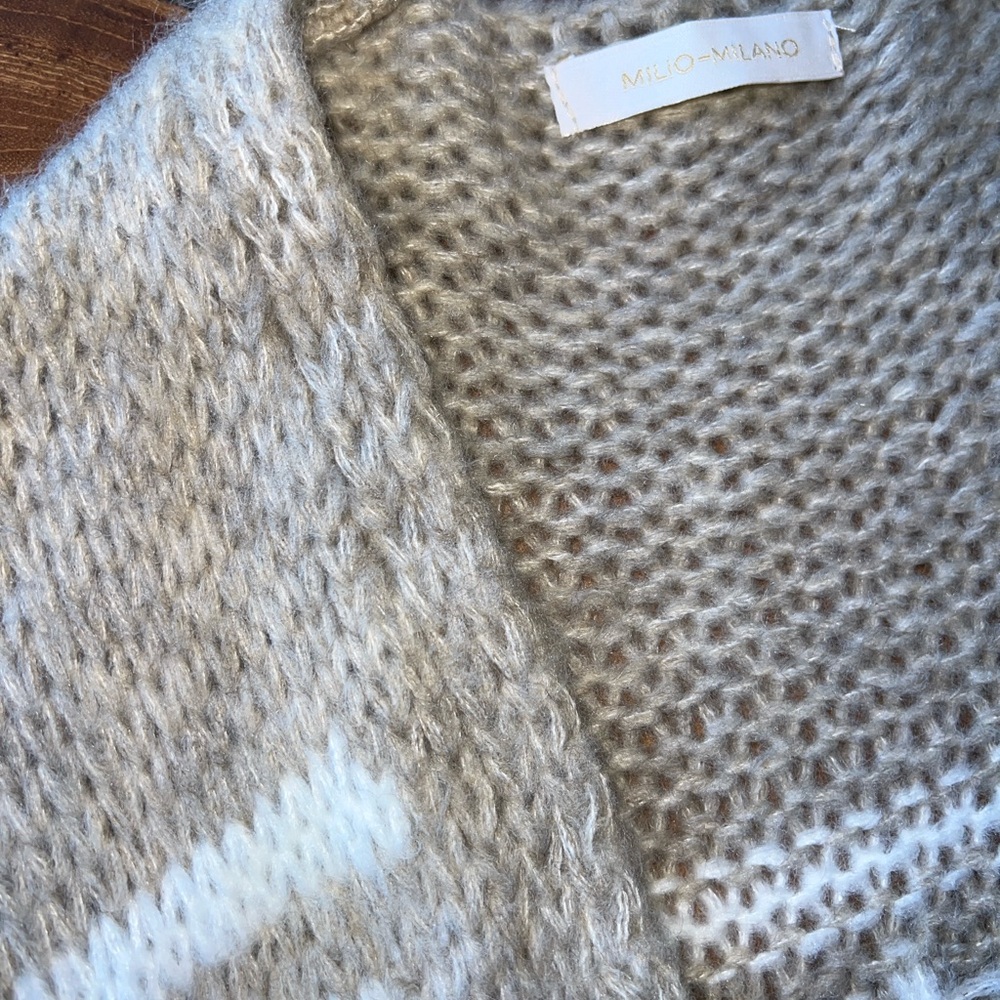 Milano Beige LOVE Pattern Duster Sweater NWOT - Picture 6 of 9